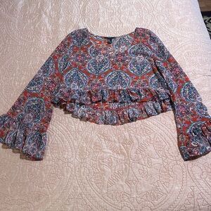 Forever 21 Paisley Ruffle Blouse